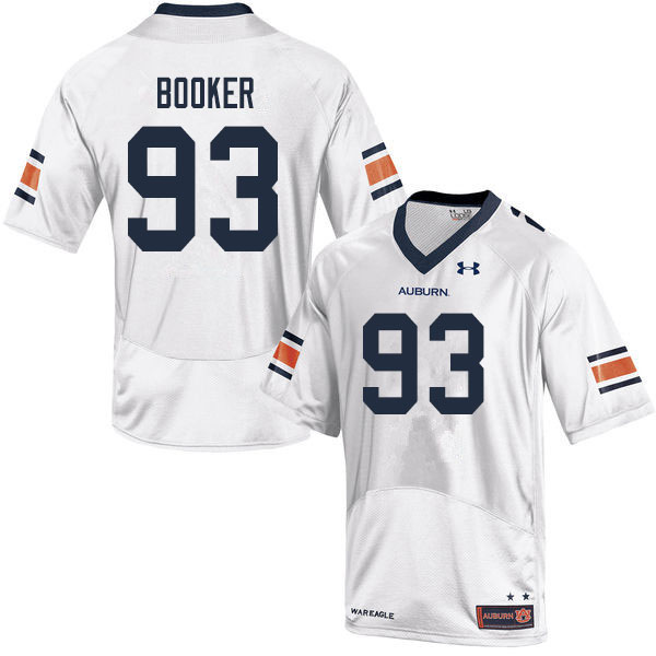 Men #93 Devonte Booker Auburn Tigers College Football Jerseys Sale-White - Click Image to Close